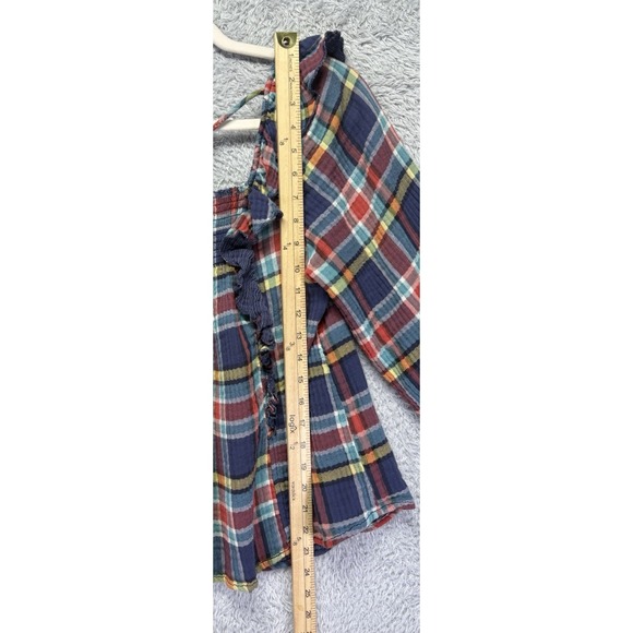 We the Free Womens Large Siena Plaid Pullover Ruffles Smocked Long Sleeve Preppy - Picture 6 of 10